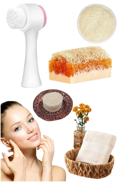 5'li Yüz Temizleme Kabak Lifli Keçi Sütü Ballı Sabun Masaj Sıkılaştırma Ruşur Taşı ürün görseli