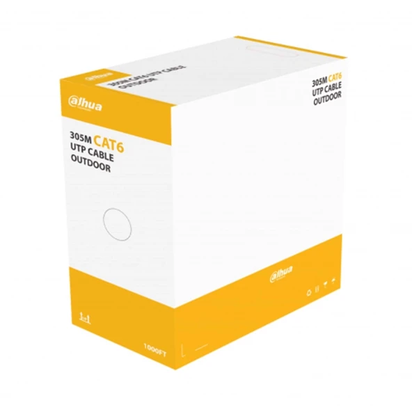 Dahua Dh-pfm920-6un, Cat6 305m, 24awg 0.53mm, Utp, %100 Bakır, Outdoor, Polietilen, Kablo, Siyah Renk ürün görseli