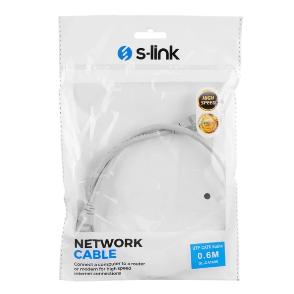 S-lınk Sl-cat606 Cat6 Patch 60cm Kablo (gri) - Resim 3