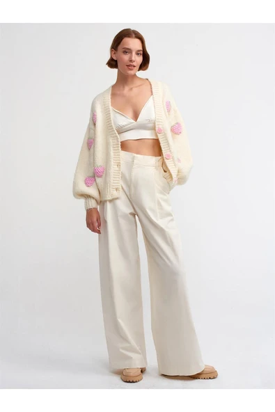 60185 DİLVİN HIRKA V YAKA ÇİLEK NAKIŞLI BALON KOL - Resim 6