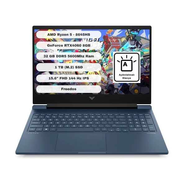 Victus Gaming 15 GTI321 Amd Ryzen 5 8645HS 32GB 1tb SSD RTX4060 Freedos 15.6" Fhd A05NHEA ürün görseli 1