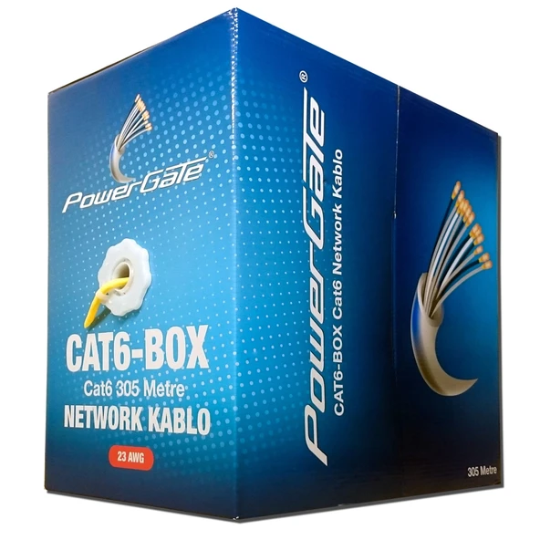 Powergate Cat6-box-yl, 23awg, 0,57mm, Utp, Cat6 Kablo, 305m, Sarı - Resim 2