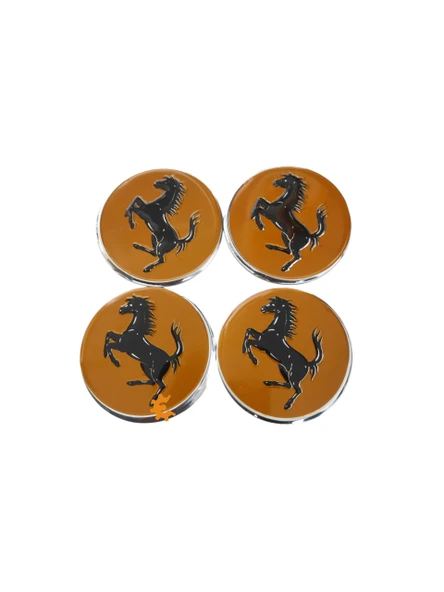 Jant Göbeği Arma Ferrari Alüminyum 60 mm 4'lü Set Sarı Krom ürün görseli