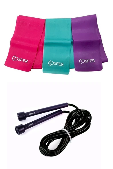 2'li Set Uzunluğu Ayarlanabilir Atlama Ipi 3'lü Yoğa Aerobik Egzersiz Direnç Pilates Bandı ürün görseli