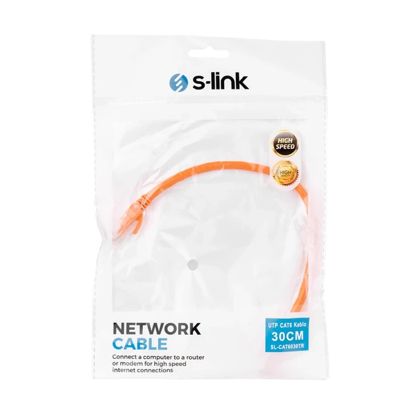 S-lınk Sl-cat6030tr Cat6 Patch 30cm Kablo(turuncu) - Resim 3