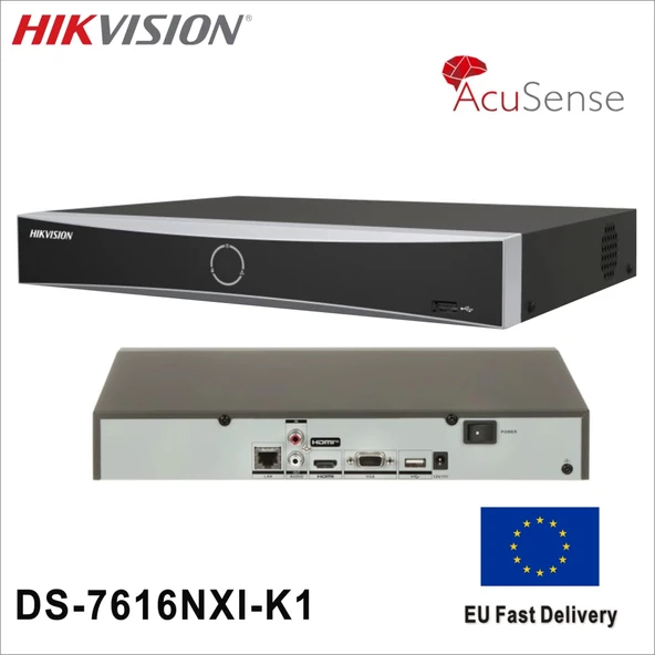 Hıkvısıon Ds-7616nxı-k1, 16kanal, 12mpix, H265+, Acusense, 1 Hdd Desteği, 2160p Kayıt, 160mbps Bant Genişliği, Metal Kas - Resim 4
