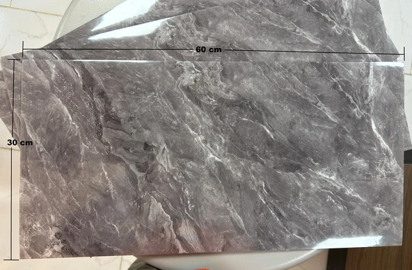 (6 Adet) Kendinden Yapışkanlı Dekoratif Esnek Köpük Beyaz Pvc Mermer Panel 60x30 (0,18 m²)cm Mutfak Banyo WC ürün görseli
