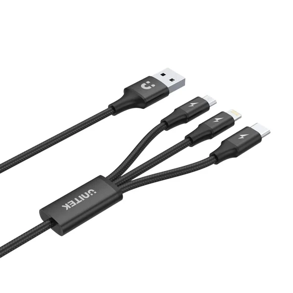 UNITEK USB-A 3in1 HIZLI ŞARJ 1.2MT 2.4A (C14049BK) - Resim 2