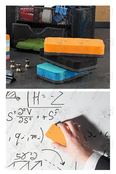 Mıknatıslı Yazı Tahta Silgisi Eva 9 Adet Beyaz Yazı Tahtası Silgisi Manyetik Kaliteli Keçe Uçlu Eva Okul Sınıf Ofis Kuru - Resim 6