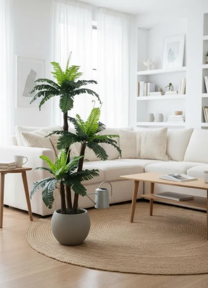 Yapay Ağaç Sıkas Palmiye Ağacı Mokka Küre Saksıda 120*50cm 45 Yapraklı - Resim 5