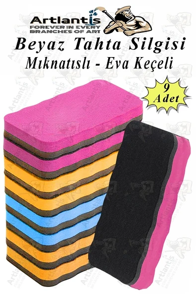 Mıknatıslı Yazı Tahta Silgisi Eva 9 Adet Beyaz Yazı Tahtası Silgisi Manyetik Kaliteli Keçe Uçlu Eva Okul Sınıf Ofis Kuru ürün görseli 1