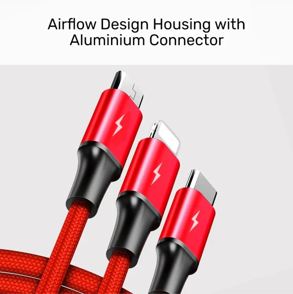 UNITEK USB-A 3in1 HIZLI ŞARJ 1.2MT 2.4A (C14049BK) - Resim 6