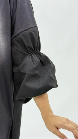 Büyük Beden Viskon Taşlı İnci Detaylı Karpuz Kol Oversize Kadın Bluz - Resim 7