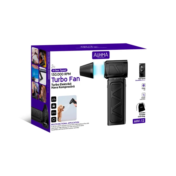 Auhma AHV-12 Turbo Jet Fan 130.000RPM Elektrikli Hava Kompresörü Taşınabilir Çantalı - Resim 2