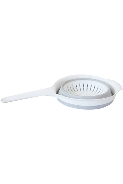 Saplı Katlanabilir Süzgeç – Gri & Beyaz Renk • BPA Free • Kolay Temizlik • Dayanıklı Silikon - Resim 2