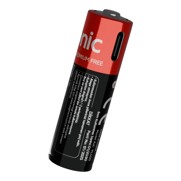 Asonıc Pl400, Aaa, Şarjlı Pil, 1.5volt, 400mah/750mwh, Type-c İle Kolay Şarj,  2 Li Paket (usb To Type-c Kablo Hediye) - Resim 3