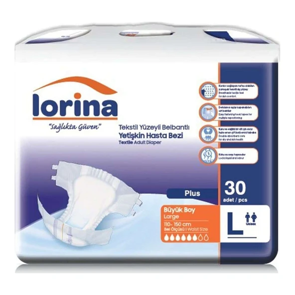 Emici Bel Bantlı Hasta Bezi Large 30 Adet ürün görseli 1