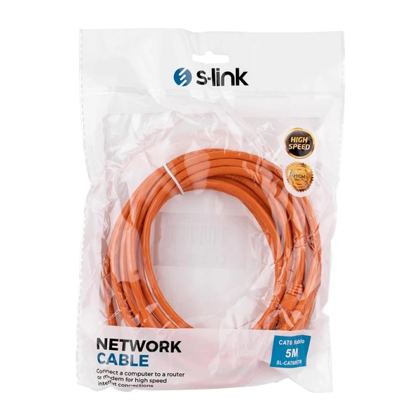 S-lınk Sl-cat605tr, Cat6, Patch, 5mt, Kablo (turuncu) - Resim 3