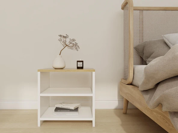 Mars komodin Lefkasmeşe-Beyaz ürün görseli