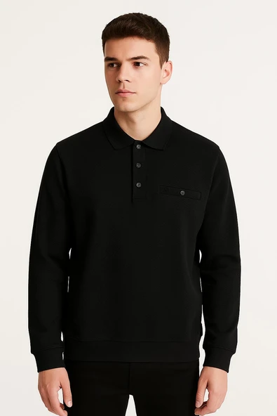 Ercan Regular Fit Polo Yaka Uzun Kol Sweatshirt - 7419 - Resim 2