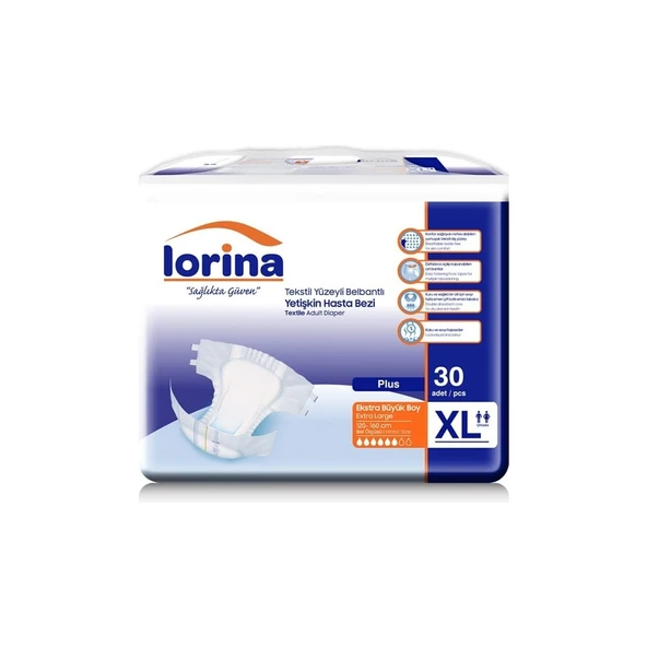 Tekstil Yüzeyli Bel Bantlı Yetişkin Hasta Bezi Xlarge 30'Lu 2 Paket 60 Adet - Resim 2
