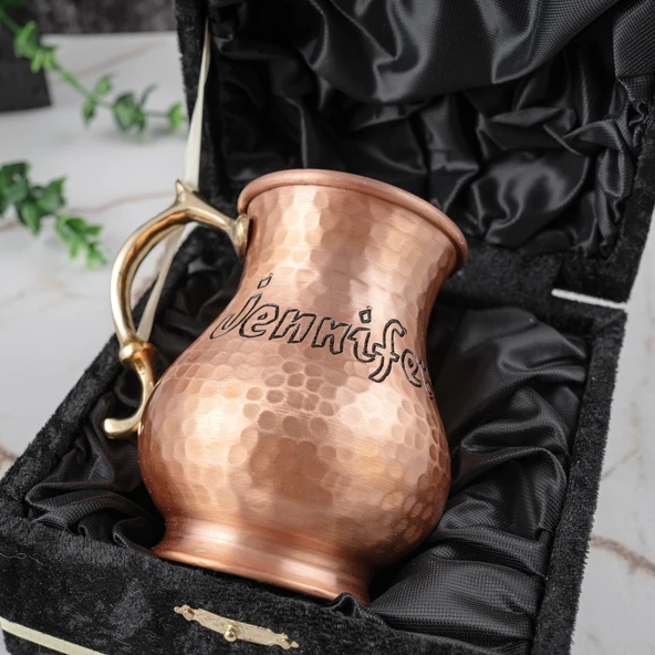 DMT COPPER HOME Gaziantep Bakırdan El Dövmesi Tombul İSİMLİ kupa bardak HEDİYELİK İSME ÖZEL(kalaylı) - Resim 4