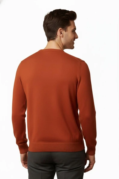 Erkek Sıfır Yaka Kazak Çelik Örgü Klasik Kalıp 4241C BGL-ST04857 - Resim 12