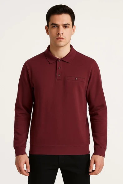 Ercan Regular Fit Polo Yaka Uzun Kol Sweatshirt - 7418 - Resim 2