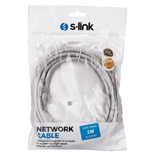 S-lınk Sl-cat603, Cat6, Patch, 3mt, Kablo (gri) - Resim 3