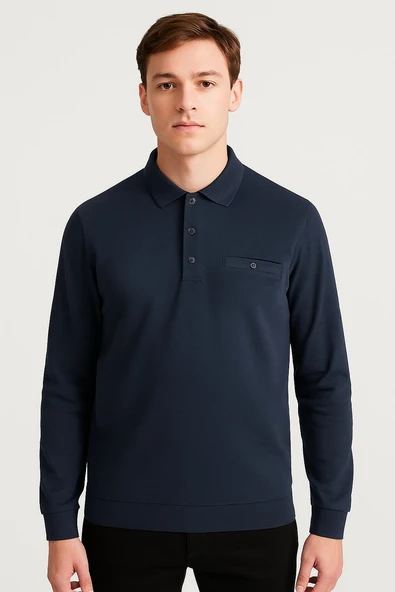 Ercan Regular Fit Polo Yaka Uzun Kol Sweatshirt - 7418 ürün görseli