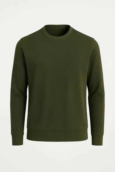 Troy Erkek Slim Fit Uzun Kol Sıfır Yaka Sweatshırt-7457 - Resim 2