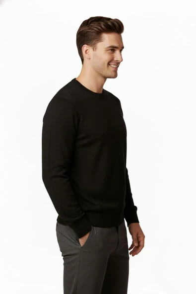 Erkek Sıfır Yaka Kazak Çelik Örgü Klasik Kalıp 4241C BGL-ST04857 - Resim 8