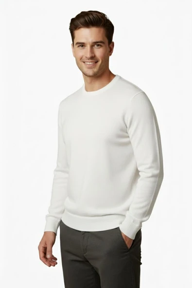 Erkek Sıfır Yaka Kazak Çelik Örgü Klasik Kalıp 4241C BGL-ST04857 - Resim 7