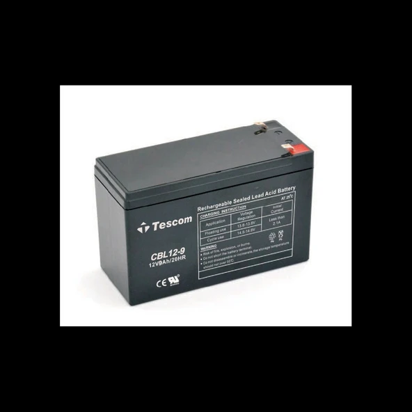 Tescom Combatt, Cbl12-9, 12v 9ah, Bakımsız,  Kuru Akü. Ups İçin Uygundur. (100012238) ürün görseli
