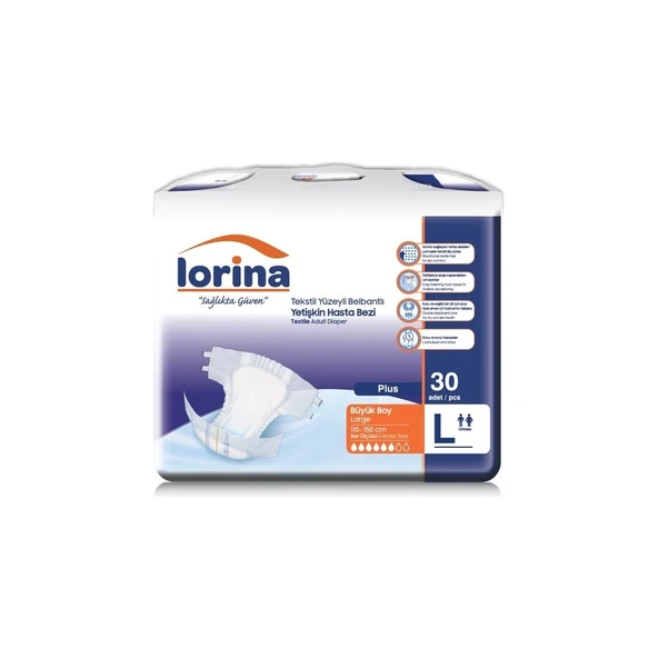 Tekstil Yüzeyli Bel Bantlı Yetişkin Hasta Bezi Large 30'Lu 2 Paket 60 Adet - Resim 2