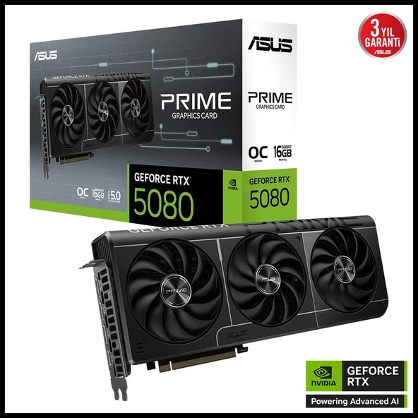 Asus Prıme-rtx5080-o16g, 16gb, 256bit, Gddr7, 1xhdmı, 3xdp Gamıng Ekran Kartı ürün görseli 1