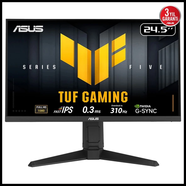 Asus Tuf Gamıng Vg259Qmrl5a 24,5" 0.3ms, 310hz, Full Hd, Dp, 2xhdmı, Hoparlör, Pivot, Fast Ips Led, Elmb Sync Premium, G ürün görseli