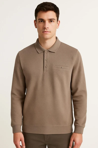 Ercan Regular Fit Polo Yaka Uzun Kol Sweatshirt - 7419 ürün görseli