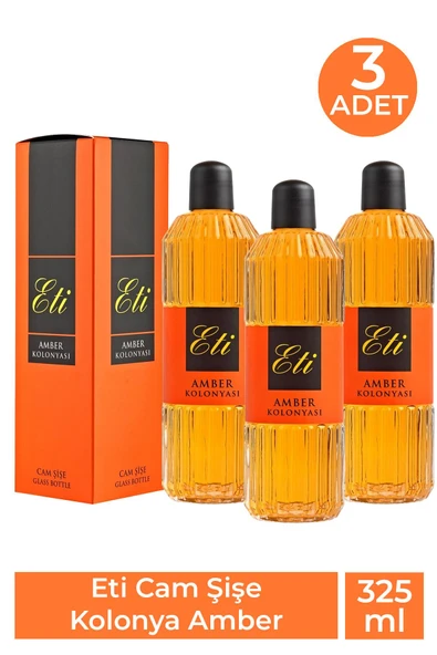 Eti Cam Şişe Kolonya Amber 325 ml 3 Adet ürün görseli 1