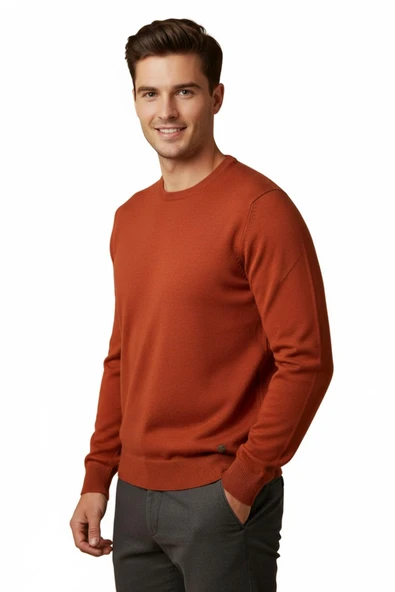 Erkek Sıfır Yaka Kazak Çelik Örgü Klasik Kalıp 4241C BGL-ST04857 - Resim 6