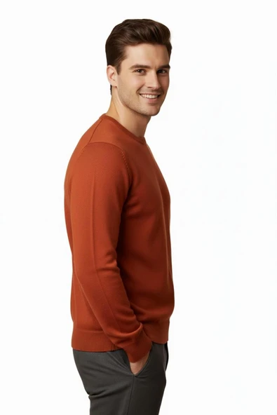 Erkek Sıfır Yaka Kazak Çelik Örgü Klasik Kalıp 4241C BGL-ST04857 - Resim 9