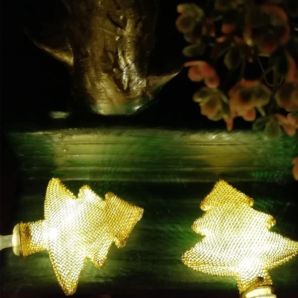 Metal Örgülü Çam Ağacı Şeklinde Günışığı Şerit Led Işık Zinciri (5284) - Resim 5