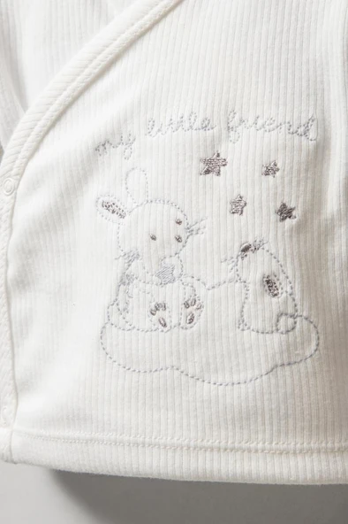 Bebitof %100 Pamuk Sevimli Buluttaki Tavşan Desenli 5 Parça Yenidoğan Hastane Çıkışı Zıbın Seti BBTF.EKR.20227.03 - Resim 2