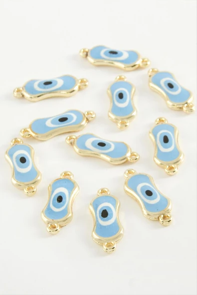 Oval Nazar Çift Kulplu Mineli Bileklik ve Kolye Ucu Aparatı 1 Adet ürün görseli