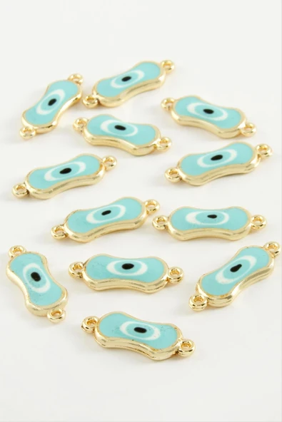 Oval Nazar Çift Kulplu Mineli Bileklik ve Kolye Ucu Aparatı 1 Adet - Resim 3