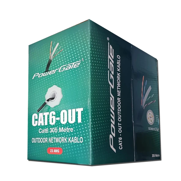 Powergate Cat6-out-cca, Outdoor (dış Mekan), Polietilen, 23awg 0.57mm, Utp, Cat6, Cca Kablo, 305m, Siyah - Resim 2