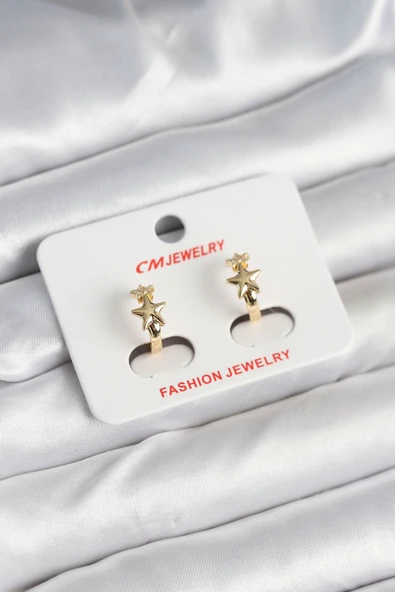 Pirinç Gold Renk Yıldız Kadın Küpe - TJ-BKP11242 ürün görseli 1