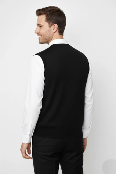 Erkek V Yaka Süveter  Çelik Örgü Regular Kalıp BGL-ST04840 - Resim 12