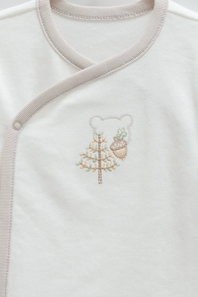 Caramell %100 Pamuk Forest 5li Hastane Çıkışı Seti 56-62 cm 1-3 Ay Gri CRML.GRI.ZE1947 - Resim 2