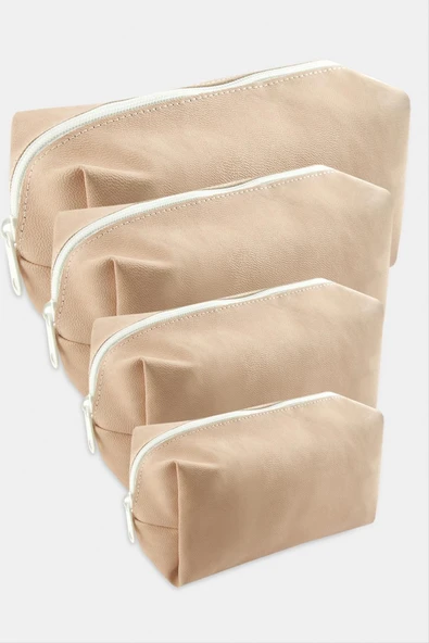 4 Adet El Tutmalı Makyaj Çantası - Resim 3